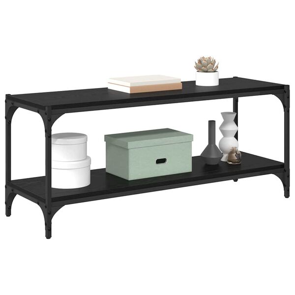 vidaXL TV-skap Svart Eik 100x33x41cm Ingeni&oslash;rtre og jern