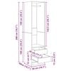 vidaXL Garderobe med skuffer hvit 50x50x200 cm konstruert tre