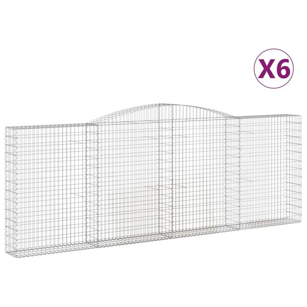 vidaXL Gabionkurver buede 6 stk 400x30x140/160 cm galvanisert jern