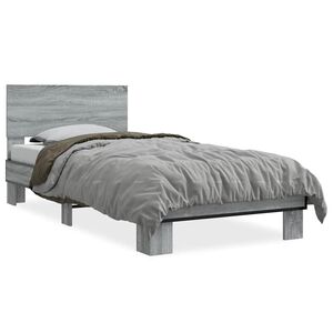 vidaXL Sengeramme gr&aring; sonoma 75x190 cm konstruert tre og metall