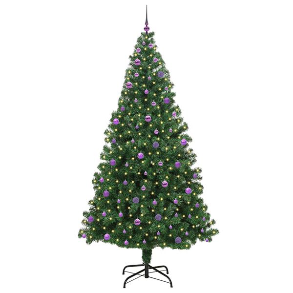 vidaXL Kunstig juletre med 300 LED gr&oslash;nn 240 cm PVC og St&aring;l og Plast