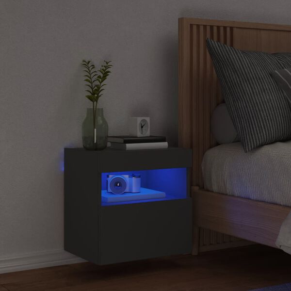 vidaXL Vegghengt TV-benk med LED svart 40x30x40 cm