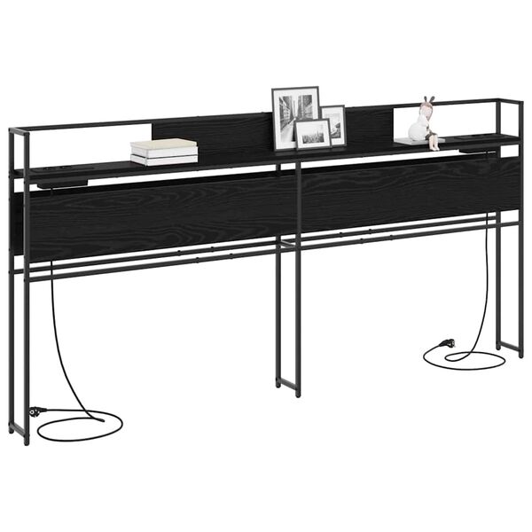 vidaXL Lagringshodegavl med hylle Svart eik 200 cm Konstruert tre