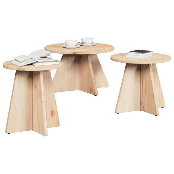 vidaXL Kaffebord 3 pcs Naturlig