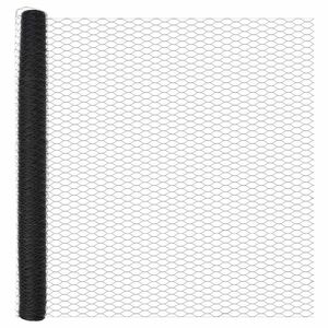 vidaXL Sekskantet gjerde med post 10 x 1,6 m PVC-belagt st&aring;l Gr&aring; Mesh