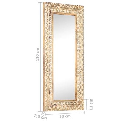 vidaXL Håndskåret speil 110x50x2,6 cm heltre mango