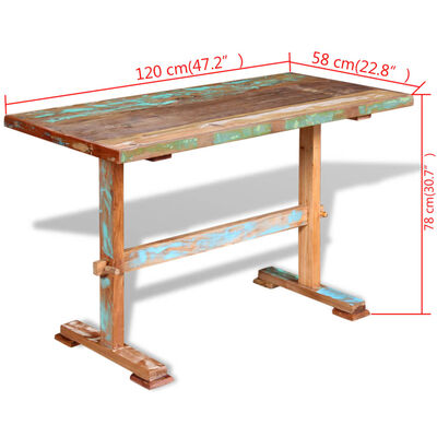 vidaXL Spisebord gjenvunnet heltre 120x58x78 cm