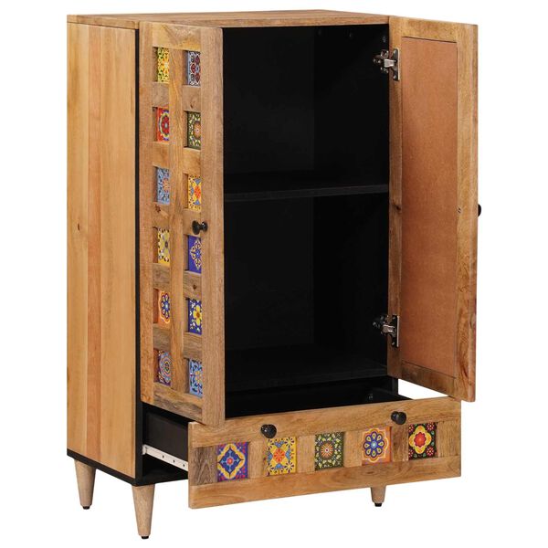 vidaXL H&oslash;yskap med skuff Naturlig 60 x 33,5 x 100 cm Massiv mango tre