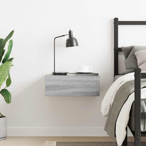 vidaXL Flytende nattbord grå sonoma 40x30x15 cm konstruert tre