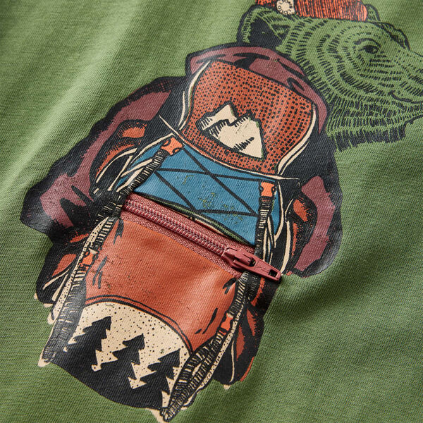 T-skjorte for barn med lange ermer lysekaki 128