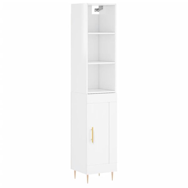 vidaXL Highboard h&oslash;yglans hvit 34,5x34x180 cm konstruert tre