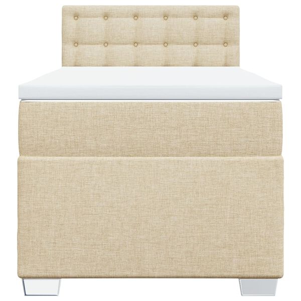 vidaXL Seng med madrass boksfj&aelig;r kremhvit 90x200 cm stoff