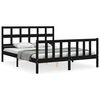 vidaXL Sengeramme med hodegavl svart King Size heltre