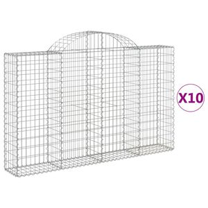 vidaXL Gabionkurver buede 10 stk 200x30x120/140 cm galvanisert jern