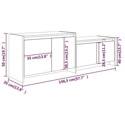 vidaXL TV-benk høyglans hvit 146,5x35x50 cm sponplate