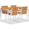 vidaXL Spisestue til hage 5 deler heltre teak og rustfritt st&aring;l