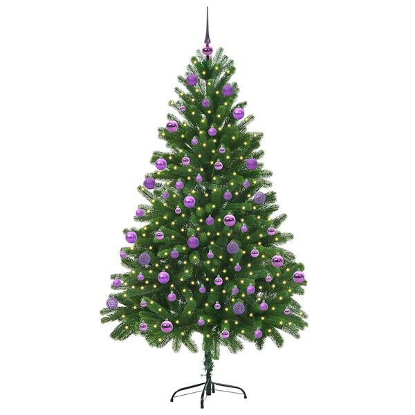 vidaXL Juletre med 300 LED med stativ grønn 210 cm PE