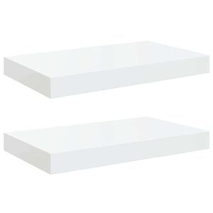 vidaXL Flytende vegghyller 2 stk h&oslash;yglans hvit 40x23x3,8 cm MDF
