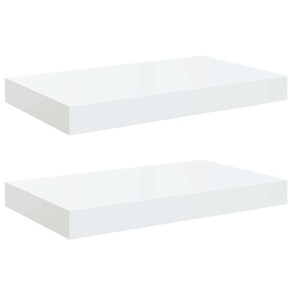 vidaXL Flytende vegghyller 2 stk h&oslash;yglans hvit 40x23x3,8 cm MDF
