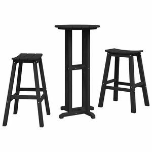 vidaXL Hage bar sett 3 stk. Svart HDPE