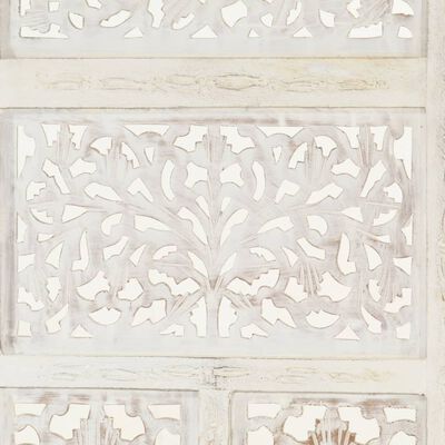 vidaXL Romdeler håndskåret 4 paneler hvit 160x165 cm heltre mango