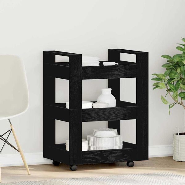 vidaXL Kj&oslash;kkenvogn Svart Eik 60 x 45 x 80 cm Konstruert tre