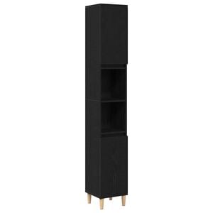 vidaXL Baderomsskap Svart Eik 30 x 30 x 190 cm Konstruert tre