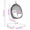 vidaXL Hengende eggeformet stol Antrasitt og svart 104 x 100 x 191 cm