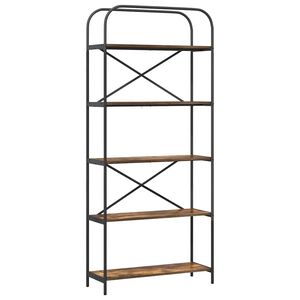 vidaXL Bokhylle 5 niv&aring;er 80 x 30 x 183 cm Konstruert tre R&oslash;kt eik