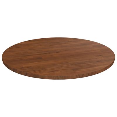 vidaXL Rund bordplate mørkebrun Ø50x1,5 cm behandlet heltre eik