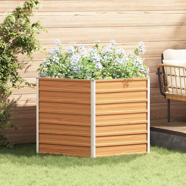 vidaXL Hevet Hagebed Lys Brun 129 x 129 x 77 cm Galvanisert St&aring;l