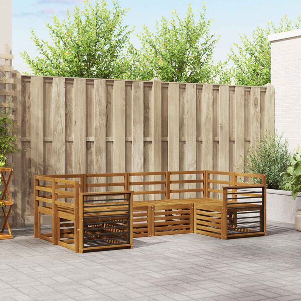 vidaXL Sofasett 6 pcs Naturlig Solid akasietre