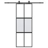 vidaXL Skyved&oslash;r med monteringssett svart 76x205 cm herdet glass