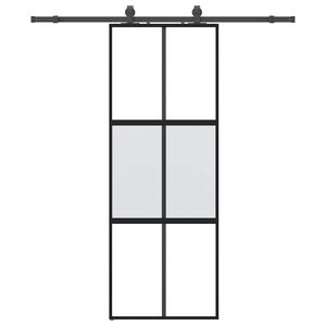 vidaXL Skyved&oslash;r med monteringssett svart 76x205 cm herdet glass