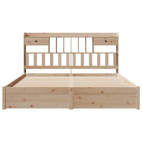 vidaXL Seng med bokhylle uten madrass 180x200 cm heltre furu