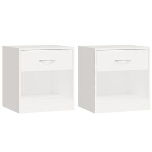 vidaXL Nattbord 2 stk med skuff hvit