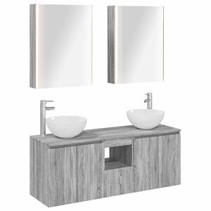 vidaXL Baderomsskapsett 5 pcs Gr&aring; Sonoma 53 x 15,5 x 70 cm