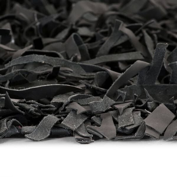 vidaXL Shaggy teppe ekte l&aelig;r 80x160 cm gr&aring;