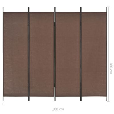 vidaXL Romdeler 4 paneler brun 200x180 cm