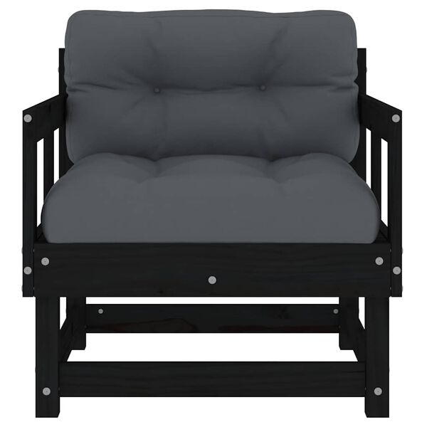 vidaXL Hagestoler med puter 2 stk svart heltre furu