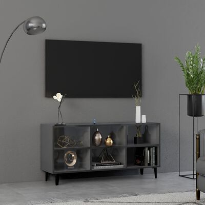vidaXL TV-benk med metallben høyglans grå 103,5x30x50 cm