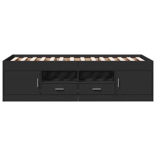 vidaXL Dagseng med skuffer uten Madrass svart 90x190 cm