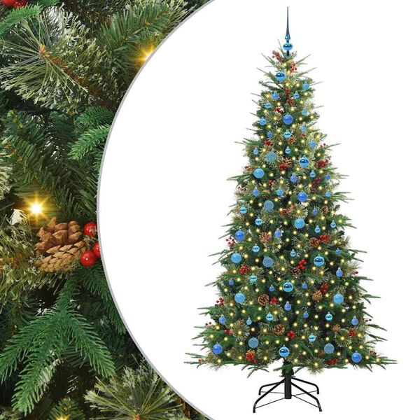 vidaXL Kunstig sammensatt juletre med 300 LED gr&oslash;nn 210 cm PE og PVC