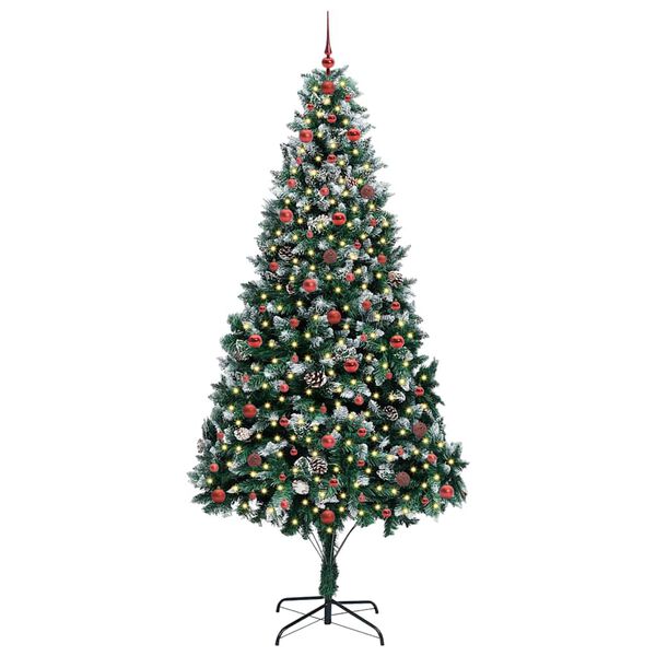vidaXL Kunstig juletre med 300 LED gr&oslash;nn 240 cm PVC og St&aring;l og Plast