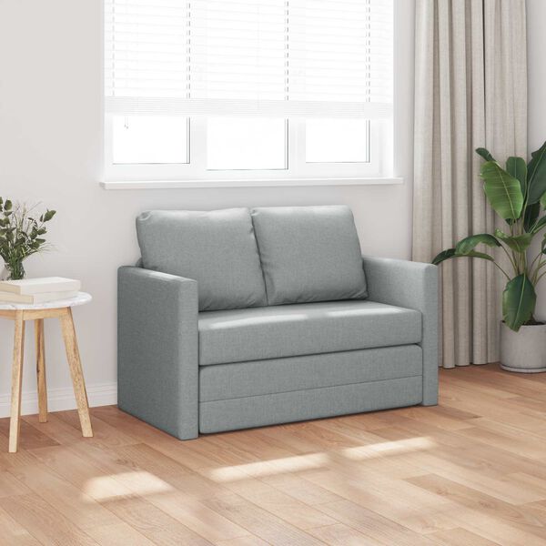 vidaXL Sammenleggbar Sofa seng Lysegr&aring; 112 x 60 x 55 cm stoff