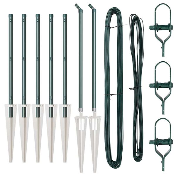 vidaXL Gjerdepunkter 7 pcs grønn Ø32mm 80 cm Galvanisert stål