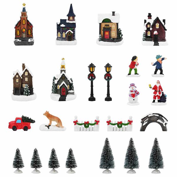 vidaXL Juleborddekor med batteridrevne lys Flerfarget Harpiks