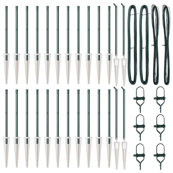 vidaXL Gjerdep&aring;le Annet 26 pcs Gr&aring; 3,2 x 3,2 x 100 cm St&aring;l