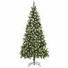 vidaXL Forh&aring;ndsbelyst kunstig juletre med kongler 210 cm
