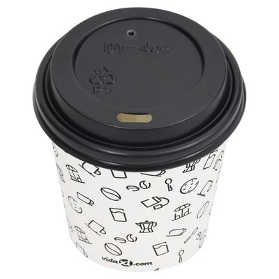 vidaXL Kaffepapirkopper med lokk 120 ml 100 stk hvit og svart